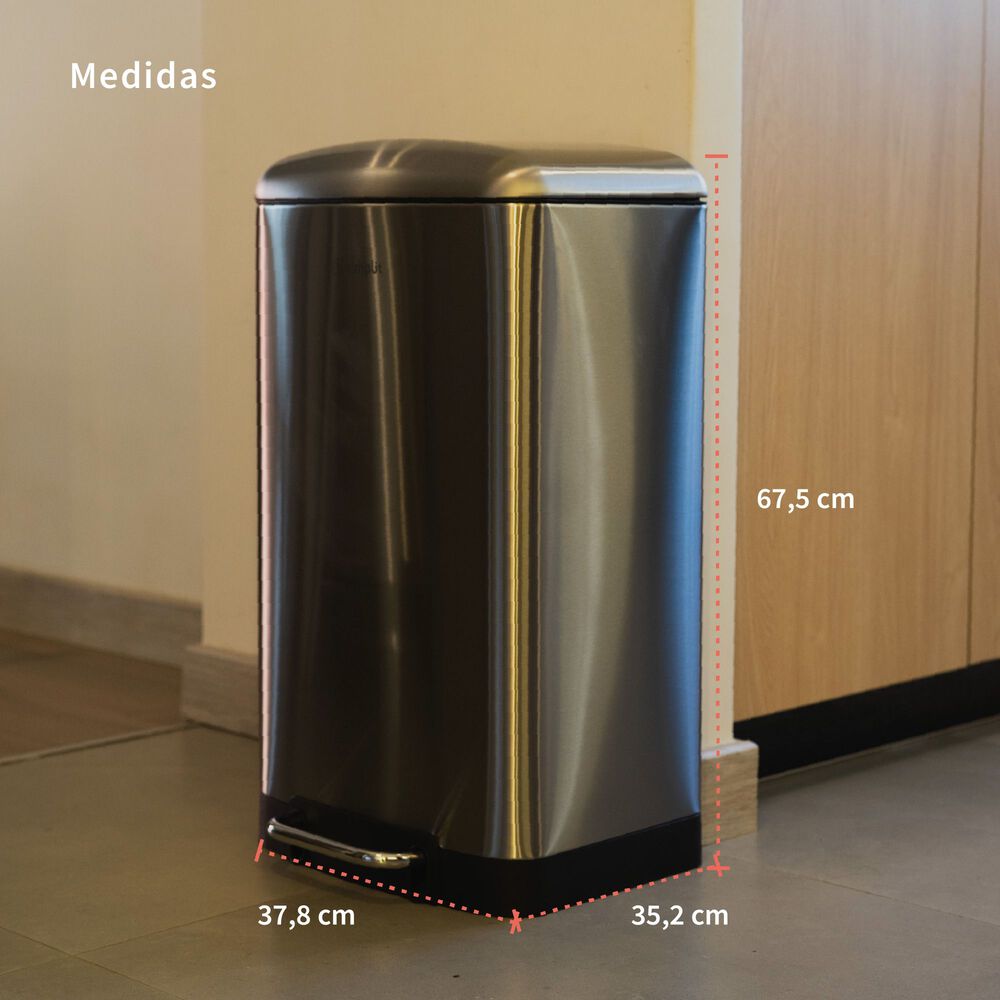 Basurero Cocina Iron 40lts Pedal Acero Inox Simplit image number 3.0